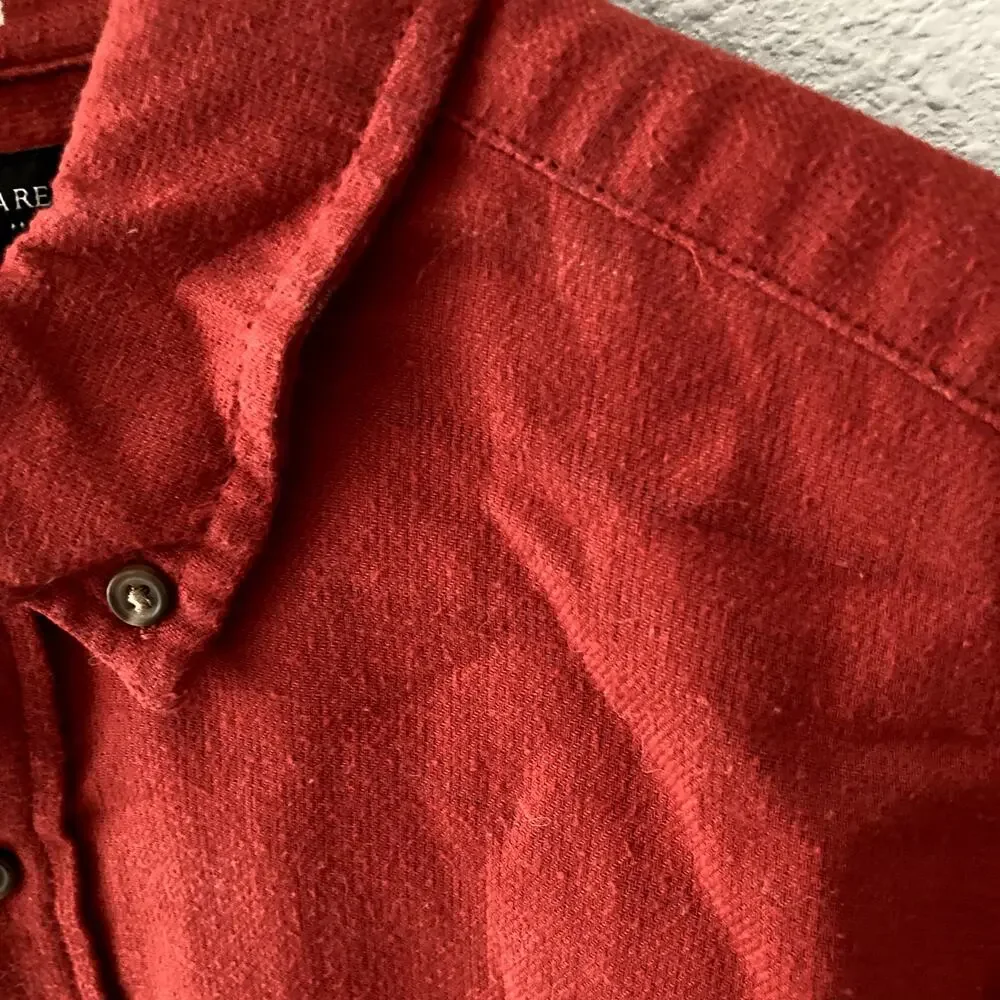 Banana Republic Flannel Button Up Shirt - Standard Fit - Red Orange - XL